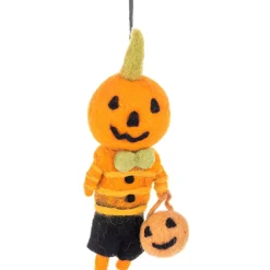 Wool Pumpkin Trick or Treat Ornament| Clearance