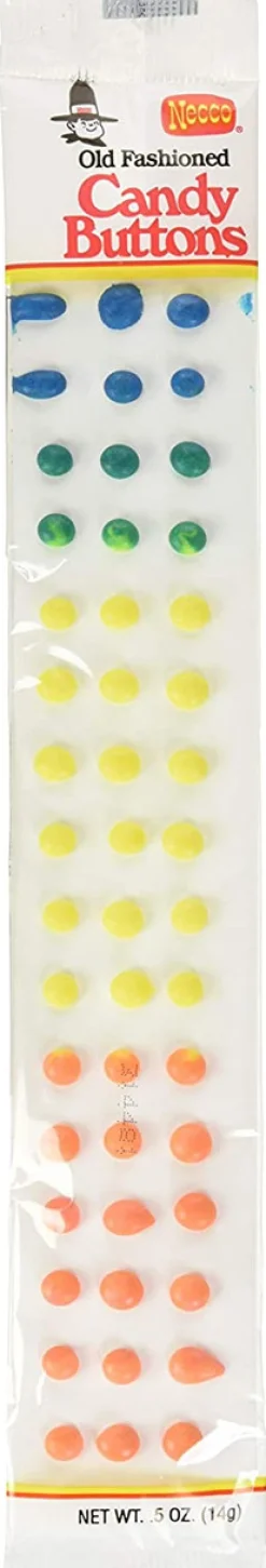 Wrapped Candy Buttons Single Strips (.5oz) from Necco| Hot